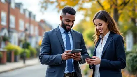 Modern uk residential neighborhood real estate agents customers digital identity verification