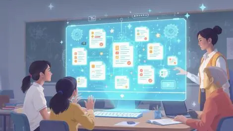 Students teachers collaborating around computer ai education feedback