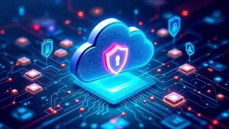 Secure cloud circuitry digital shield ai neural network illustration