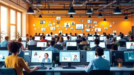 Busy customer support center ai powered helpdesk solutions ecommerce us