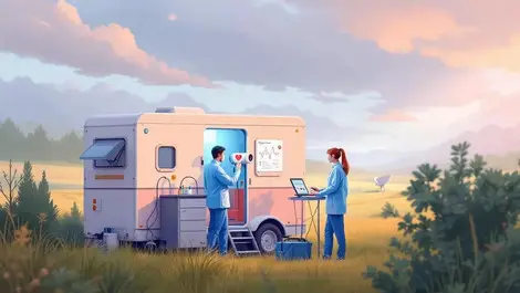 Mobile heart health screening outdoor remote uk countryside telemedicine