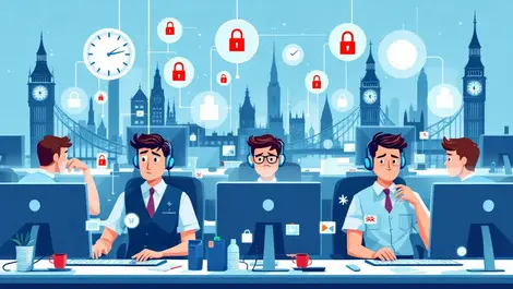 British office workers computer security privacy uk london icons confused