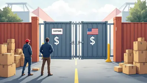 Worried australian exporters boxes new costs barriers us customs gate dollar symbols