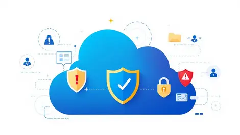 Secure cloud protective shields alert symbols digital forensic tools locked folders rapid response cyber threats