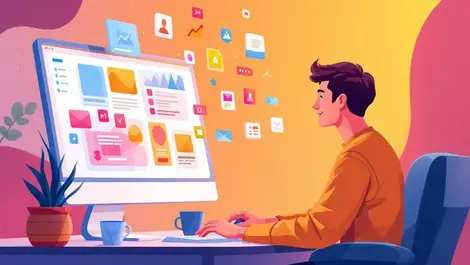 Digital illustration person creating colorful graphics seamless creative workflow