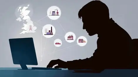 Shadowy figure computer digital network uk infrastructure cyberattack concerns