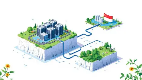 Modern data centre greenery underwater cable batam singapore tech sustainability sea