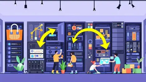 Illustration server room it asset management efficient workflow hardware