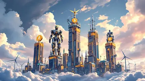 Giant stock skyline pillars ai energy robotics defence bitcoin