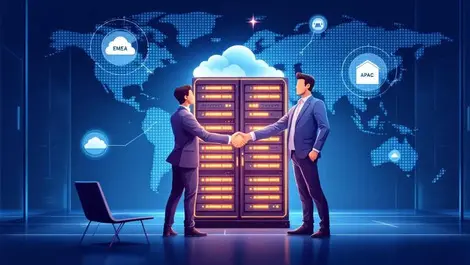 Global it partnership emea apac cloud server corporate blue