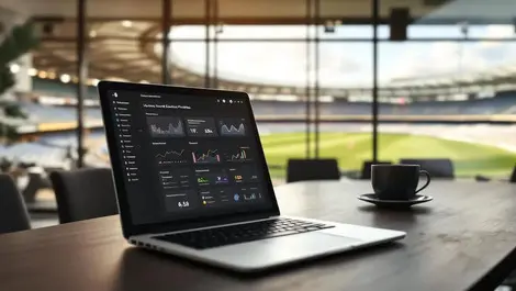 Modern cricket stadium conference room venue booking analytics