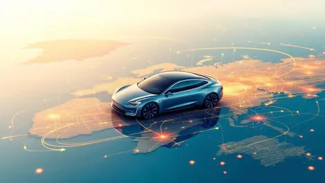 Electric car on global map australia uk europe expansion routes