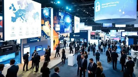 London tech trade show cybersecurity booths world map partners