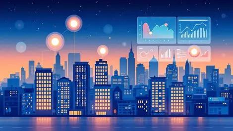 Hotel cityscape dusk analytics dashboard targeted promo spend