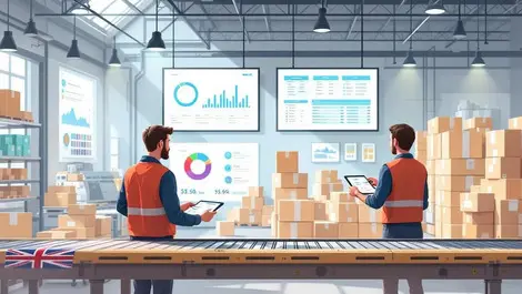 Uk supermarket warehouse ai workers dashboards union jack colors