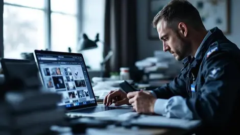 Scottish police digital forensics officer examining phone