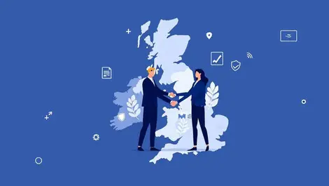 Modern business handshake uk map manchester background checks risk