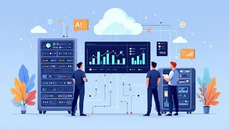 Uk business team cloud analytics azure managed services illustration