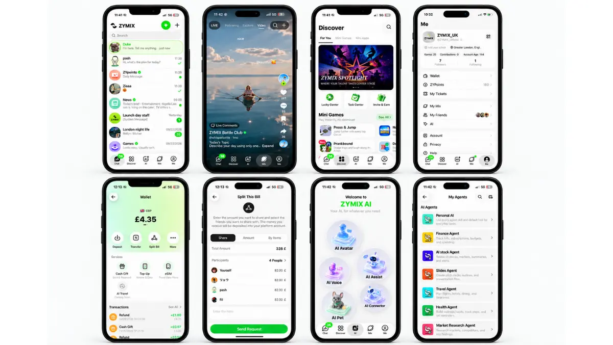 ZYMIX launches UK social superapp combining chat & payments
